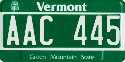 VT license plate AAC445