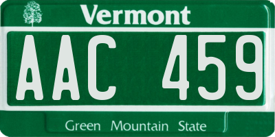 VT license plate AAC459