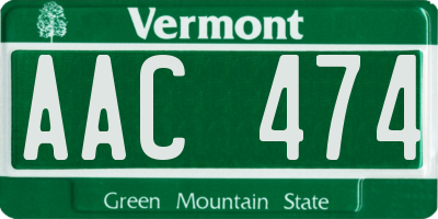 VT license plate AAC474