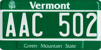VT license plate AAC502