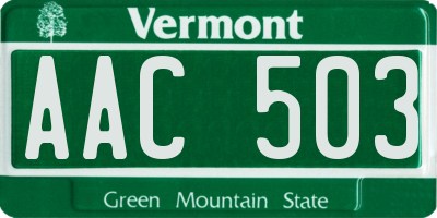 VT license plate AAC503