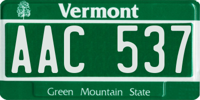 VT license plate AAC537