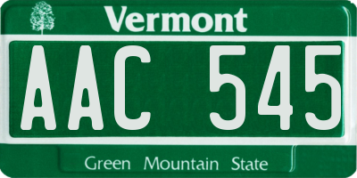 VT license plate AAC545