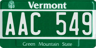 VT license plate AAC549