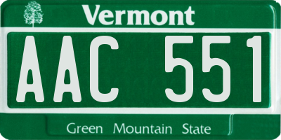 VT license plate AAC551