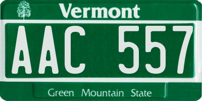 VT license plate AAC557