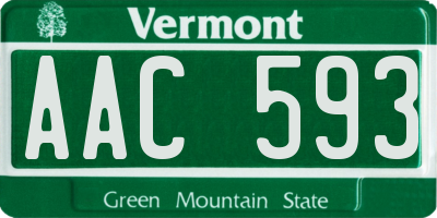 VT license plate AAC593