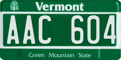 VT license plate AAC604