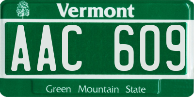 VT license plate AAC609