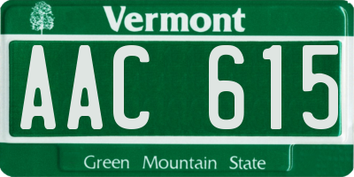 VT license plate AAC615