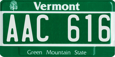 VT license plate AAC616