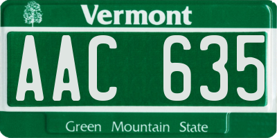VT license plate AAC635