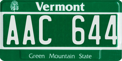 VT license plate AAC644