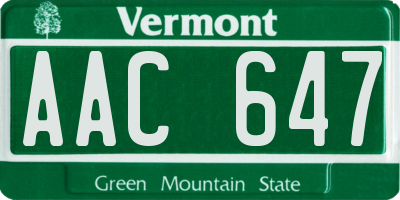 VT license plate AAC647