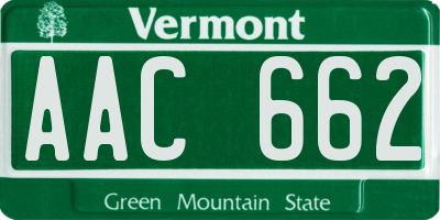 VT license plate AAC662