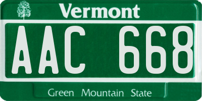 VT license plate AAC668