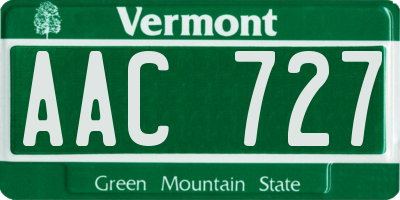 VT license plate AAC727