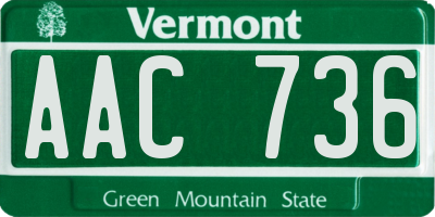 VT license plate AAC736