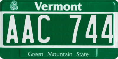 VT license plate AAC744