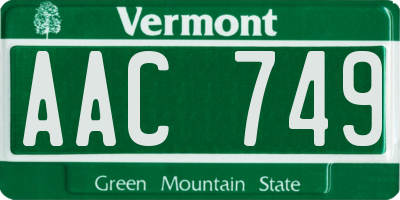 VT license plate AAC749