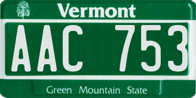 VT license plate AAC753