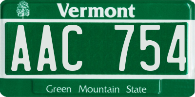 VT license plate AAC754