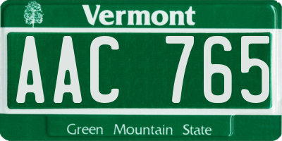 VT license plate AAC765