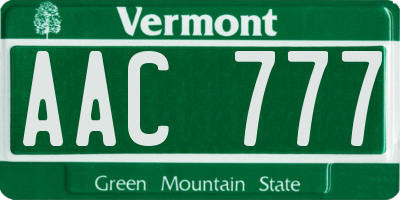 VT license plate AAC777