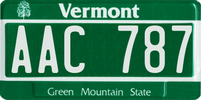 VT license plate AAC787
