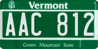 VT license plate AAC812