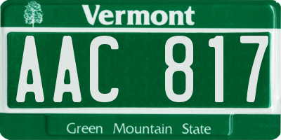 VT license plate AAC817