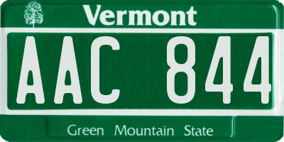 VT license plate AAC844