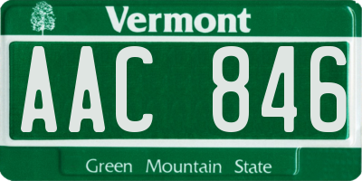 VT license plate AAC846