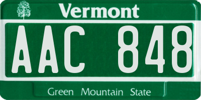 VT license plate AAC848