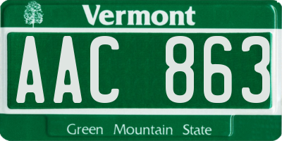VT license plate AAC863