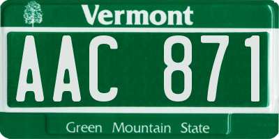 VT license plate AAC871