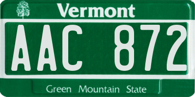 VT license plate AAC872