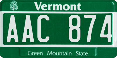 VT license plate AAC874