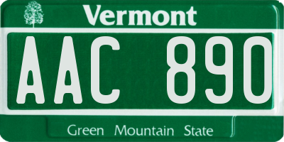 VT license plate AAC890
