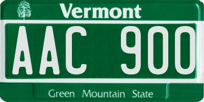 VT license plate AAC900