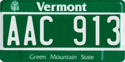 VT license plate AAC913