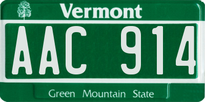 VT license plate AAC914