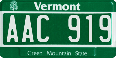 VT license plate AAC919