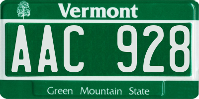 VT license plate AAC928