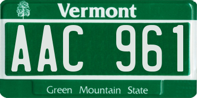 VT license plate AAC961