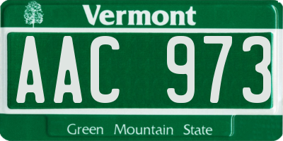 VT license plate AAC973