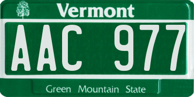 VT license plate AAC977