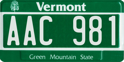 VT license plate AAC981