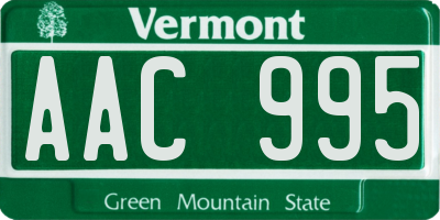 VT license plate AAC995