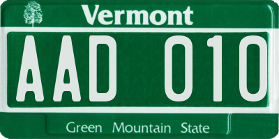 VT license plate AAD010